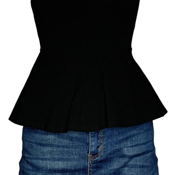 Mikey & Joey Blouse Sleeveless Peplum Black Adjustable Straps Size S - Picture 3 of 8